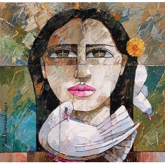 Iqbal Durrani, 18 x 18 Inch, Oil on Canvas, Pigeon Painting, AC-IQD-301